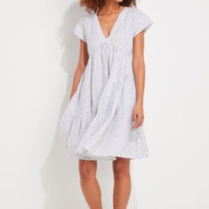 Vineyard Vines jet stripe tiered linen dress